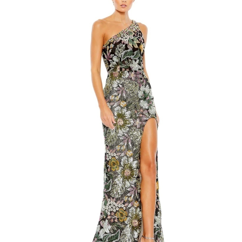 Mac Duggal 49574 NWT EMBELLISHED FLORAL ONE SHOULDER GOWN - Picture 2 of 9